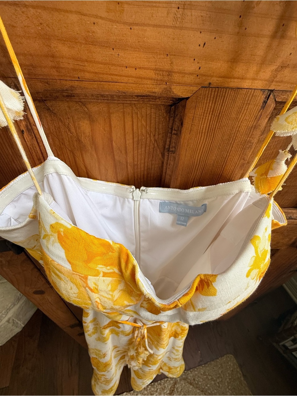 ANTONIO MELANI White and Yellow Floral Tie-Shoulder Sundress - Picture 5 of 11